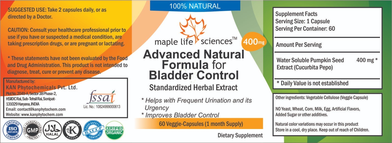 Advanced Natural Formula for Bladder Pure & High Quality