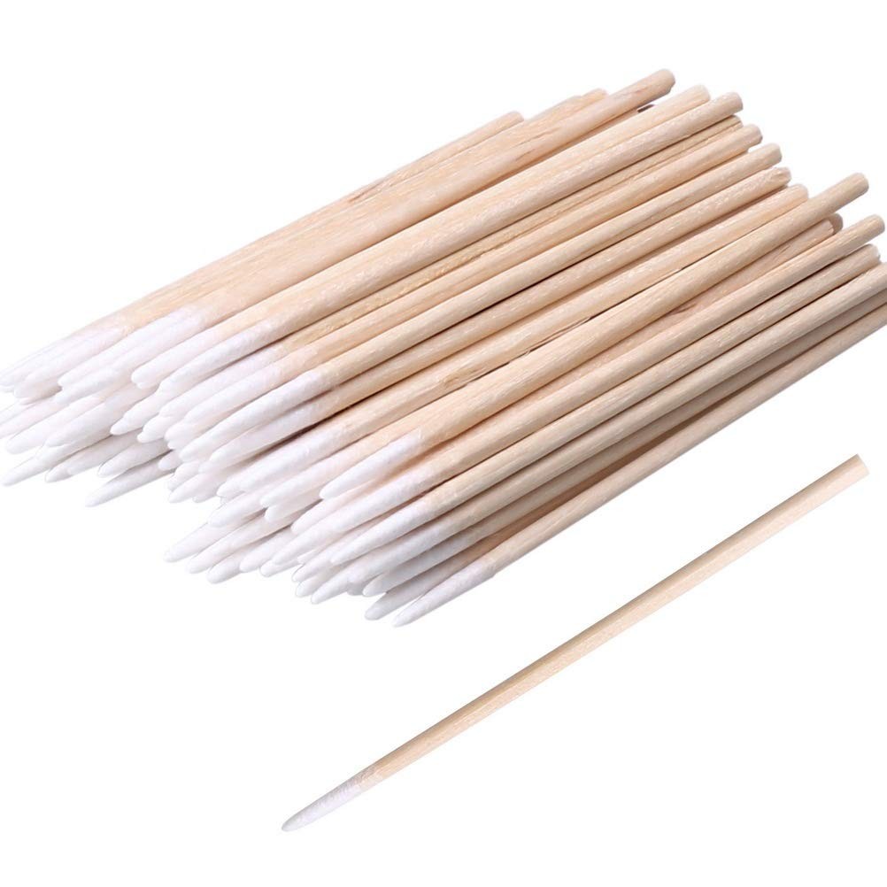 RIKWOG 200pcs Pointed Cotton Swabs, 4 inch Precision 200pcs, Bagged
