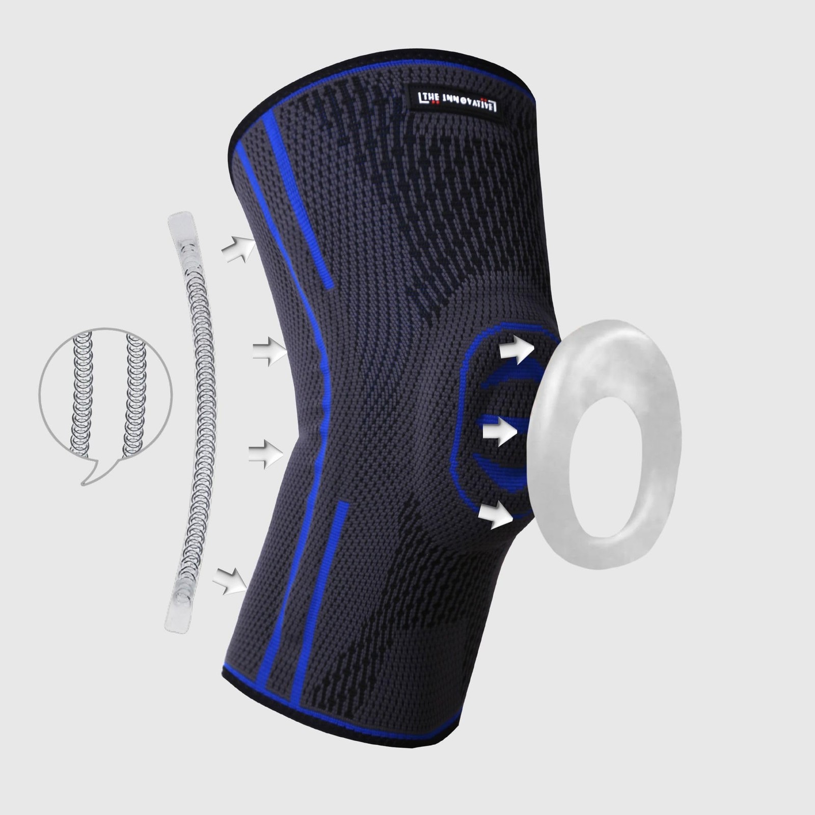 The Innovative Knee Support with Patella Gel Pad & Spring XXL, Black Blue