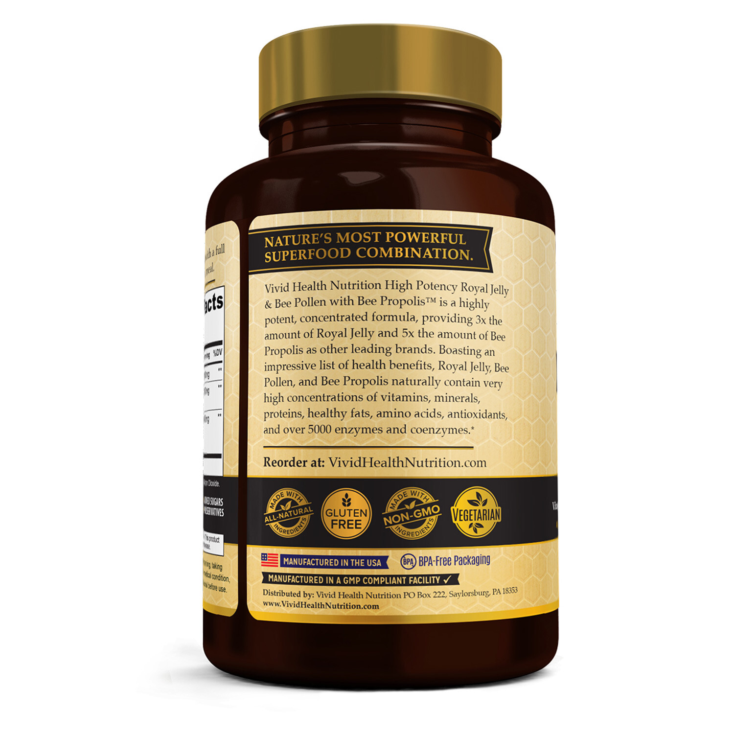 Immune Boosting Royal Jelly Supplement (3 Bottles) with Bee Pollen & Propolis