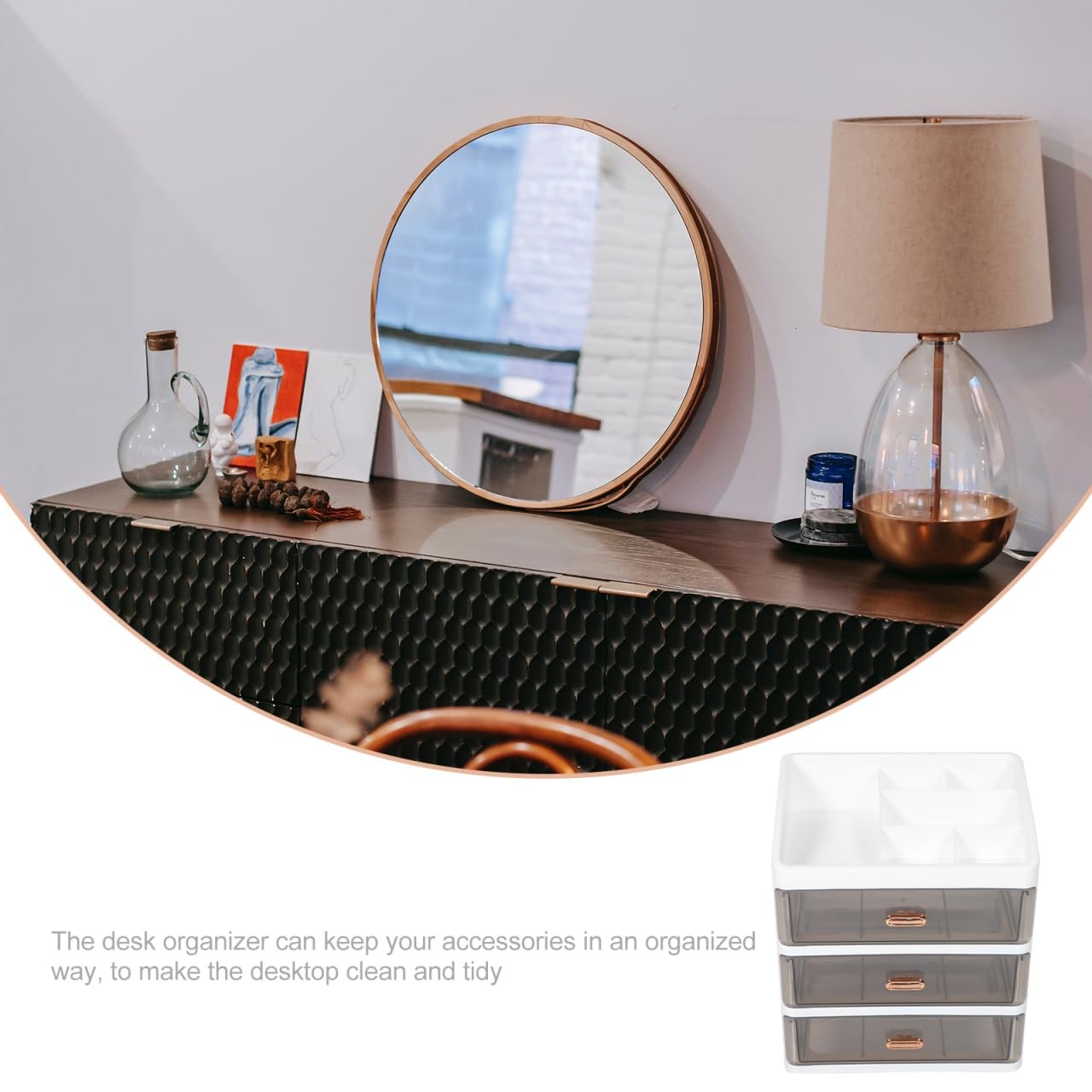 Ciieeo Makeup Organizer with Drawers Clear Acrylic 26.5x23cm, Assorted Color