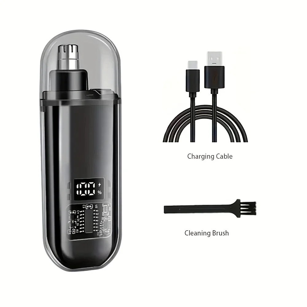 USB C Nose Ear Hair Trimmer Men Rechargeable Portable Grooming Clipper Kit
