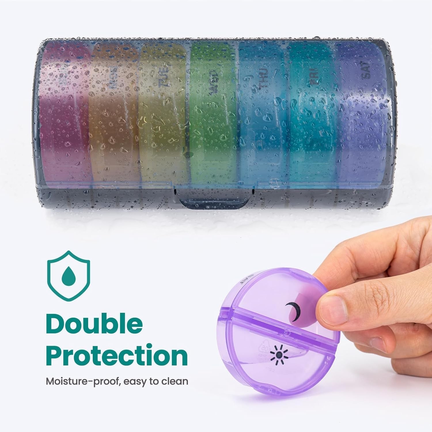 Durable 14-Compartment Pill Organizer for Safe Storage of Medications & Vitamins
