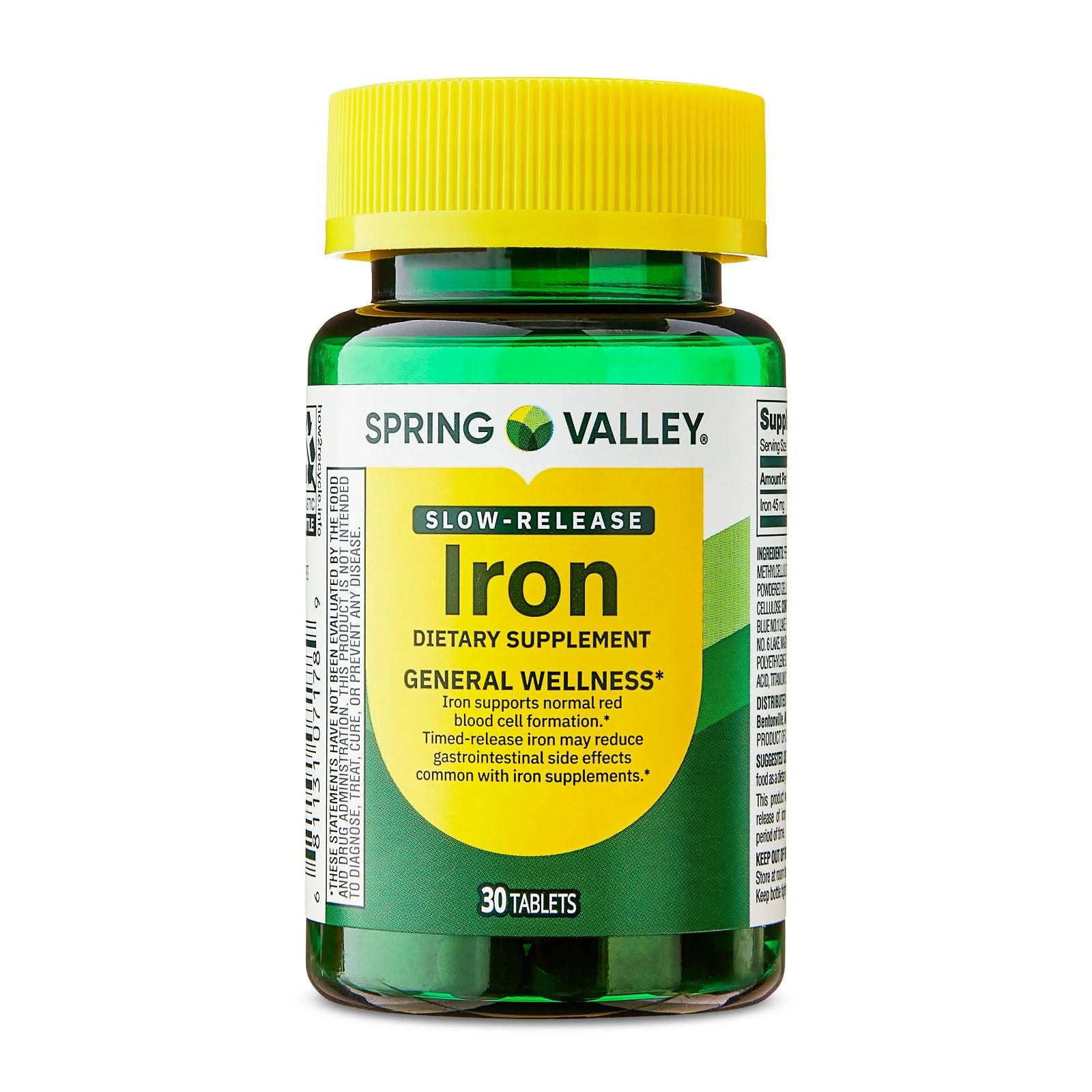 Slow Release Iron 45 Mg Red Blood Cells Production Support High Potency, 30 Tabs