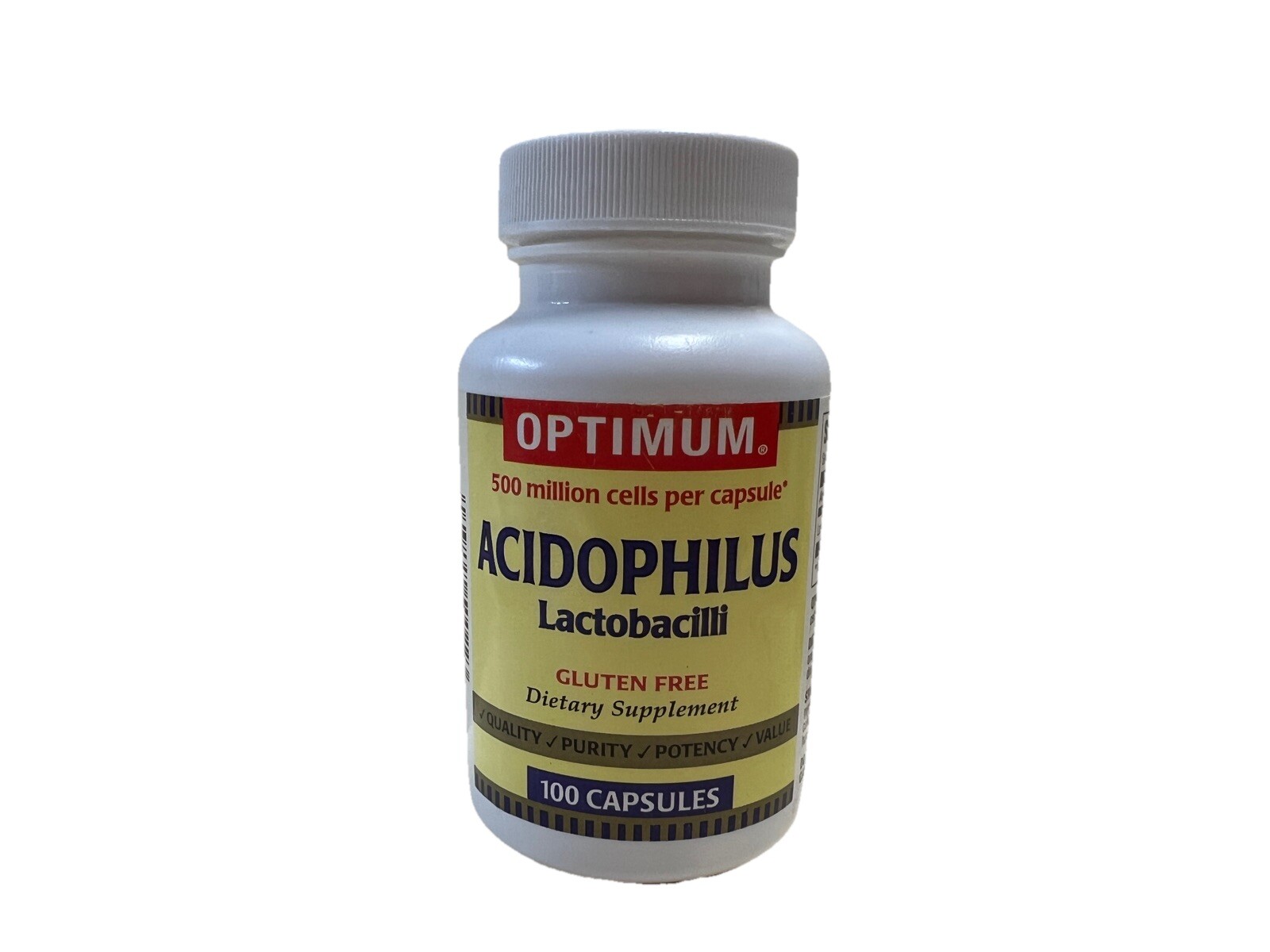 Optimum Acidophilus Lactobacilli Capsules, 100ct ~NEW & SEALED~ Exp 07/2025
