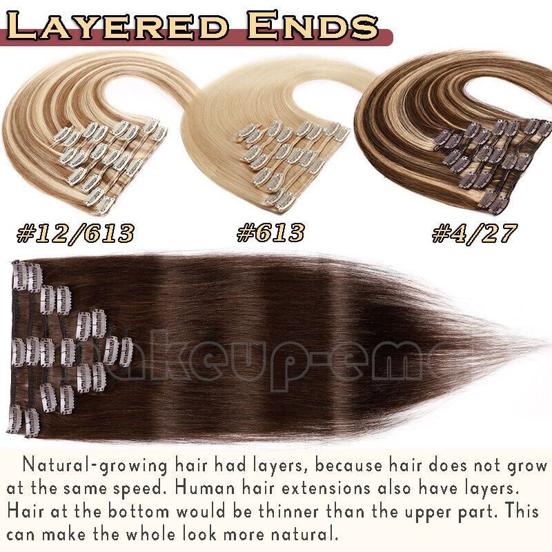 Clip in 8 Pieces 100% Remy Human Hair Extensions Full Head Straight 16″18″20″