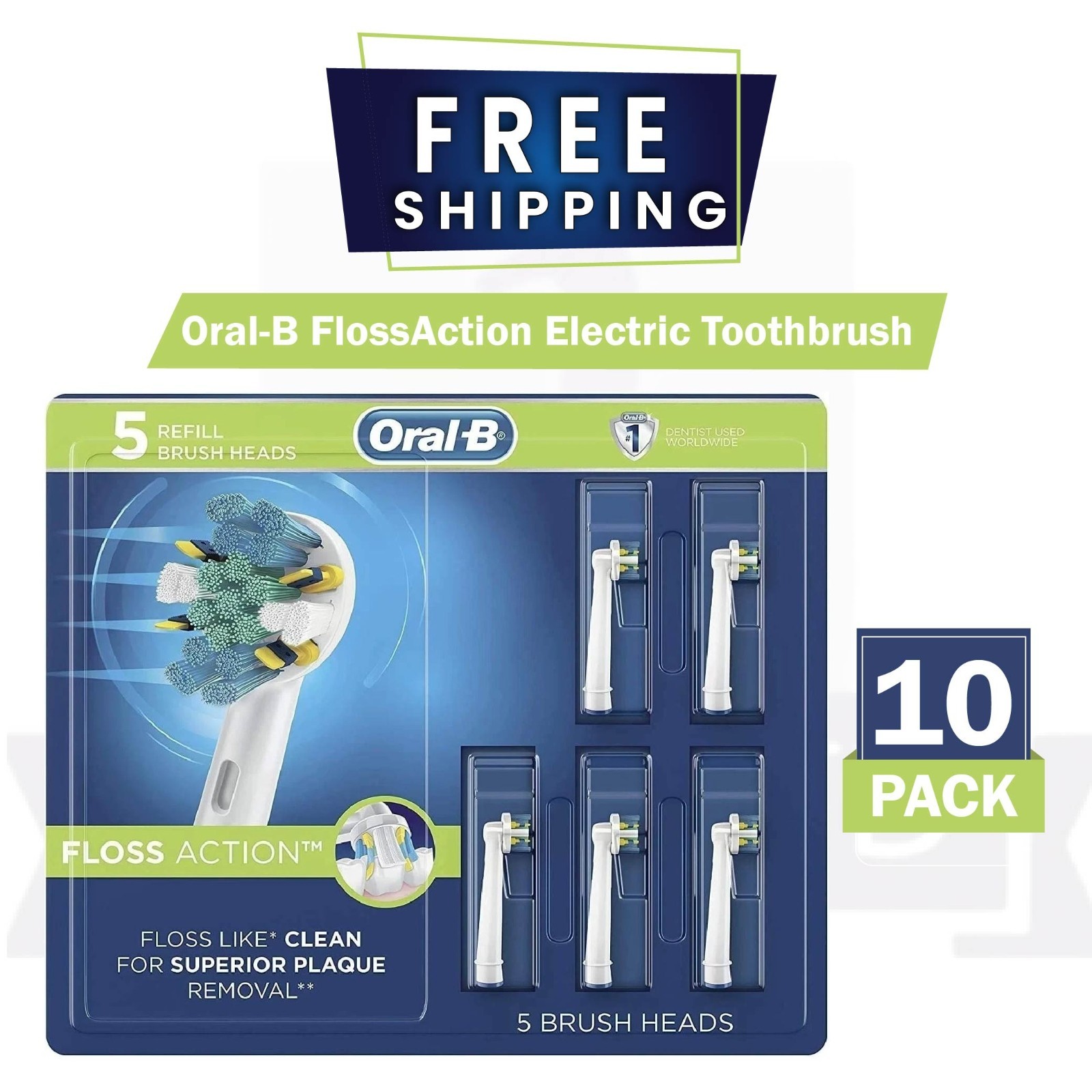 10X OralB FlossAction Electric Toothbrush Replacement Brush Heads Refills, 100Ct