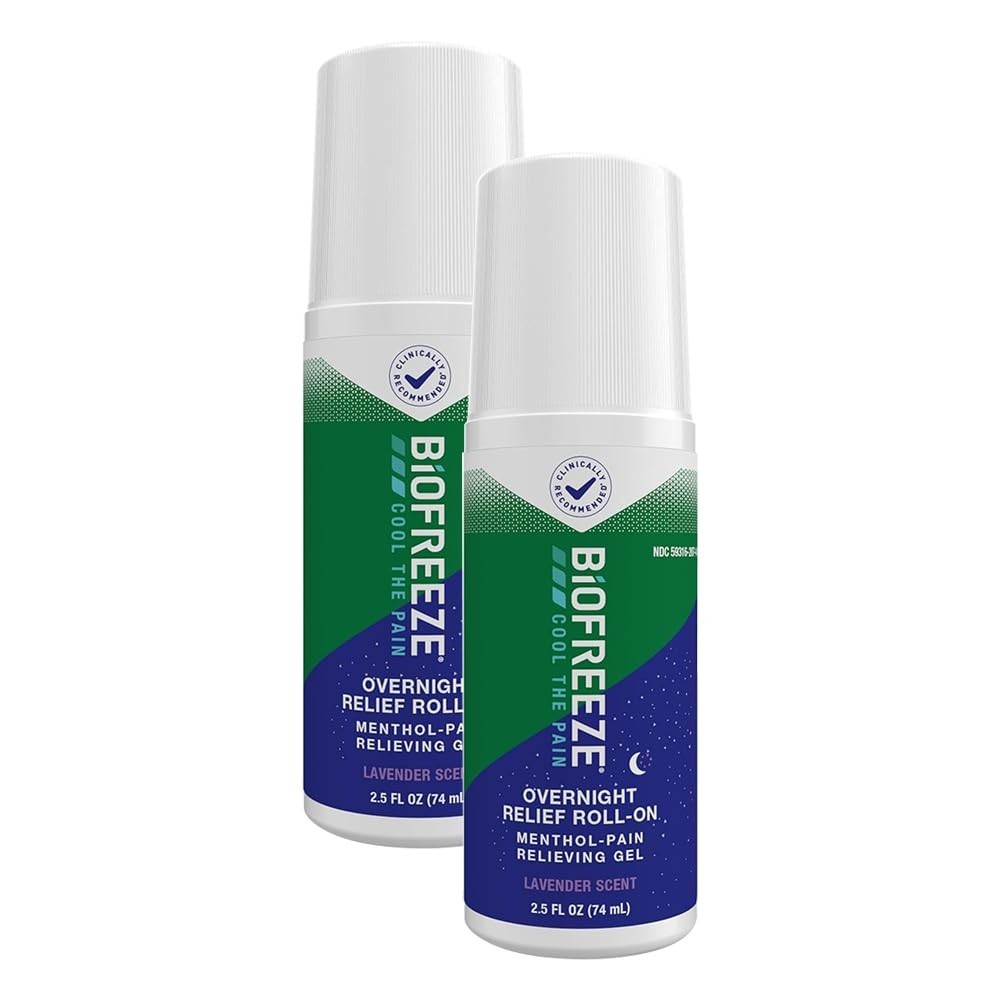 2 X Biofreeze Menthol Overnight Roll-On Pain Relieving Gel 2.5 FL OZ