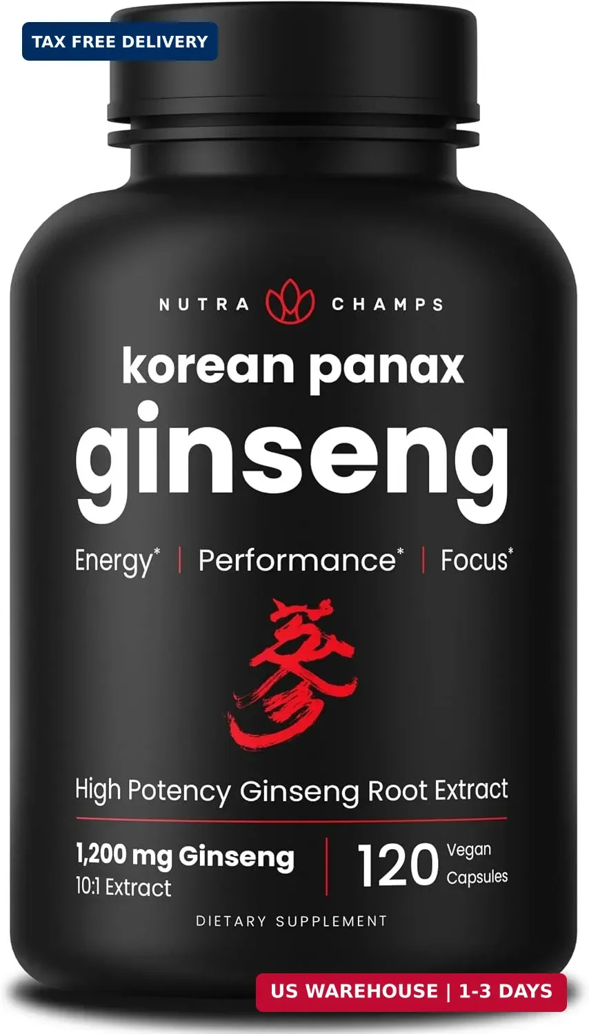 NutraChamps Korean Red Panax Ginseng Capsules | Extra Strength Ginsenosides for