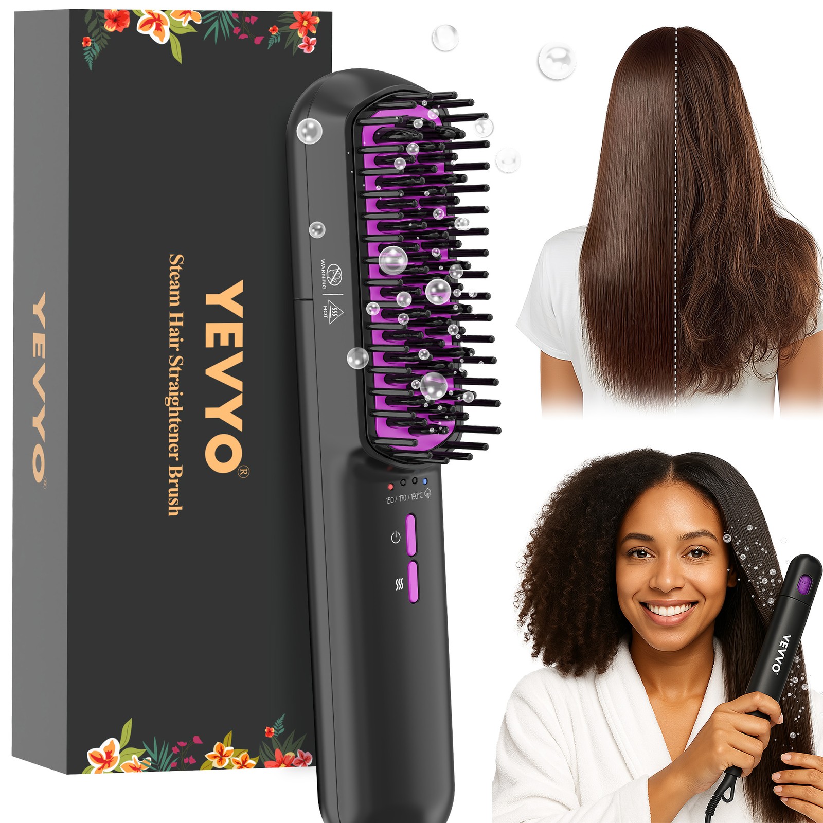 Ionic Pro Steam Hair Straightener Brush – Smooth & Stylish Locks