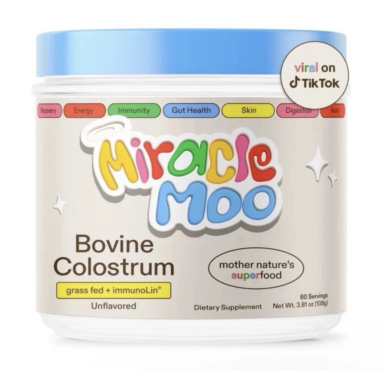 Miracle Moo Bovine Colostrum, Unflavored 60 Servings, 3.81 oz Powder