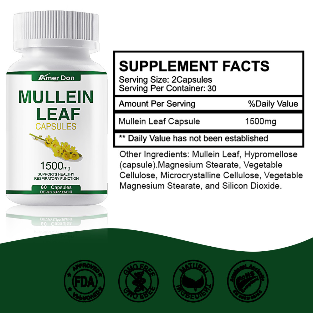 Mullein Leaf Capsules – Lung Cleanse & Cough Relief, Respiratory Health, Detox