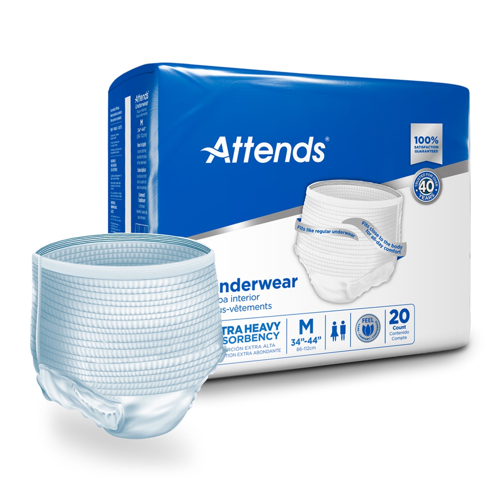 Attends Disposable Underwear Medium Moderate 80 Ct
