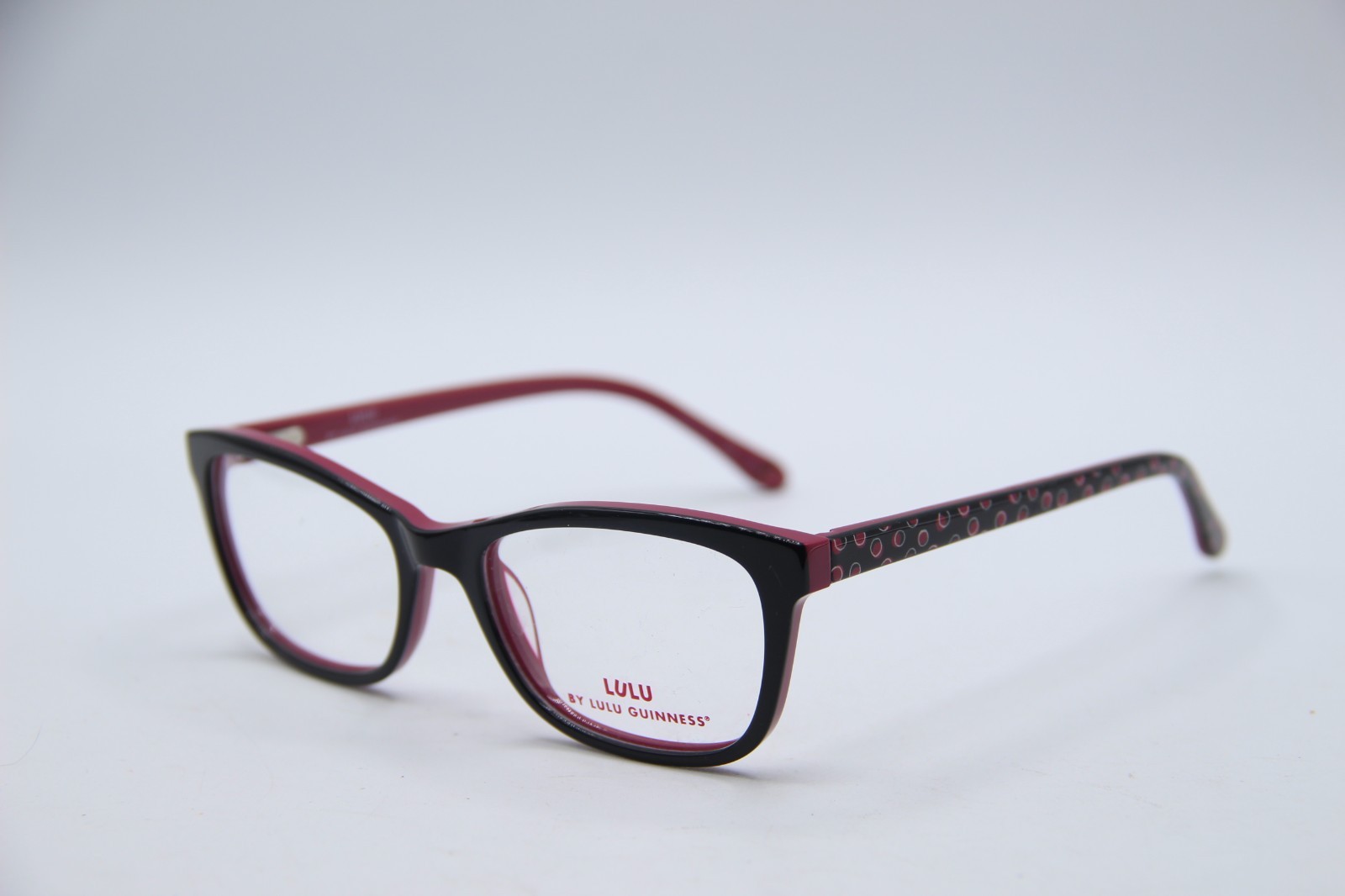 NEW LULU GUINNESS LK008 BLACK PINK AUTHENTIC DESIGNER EYEGLASSES 49-16