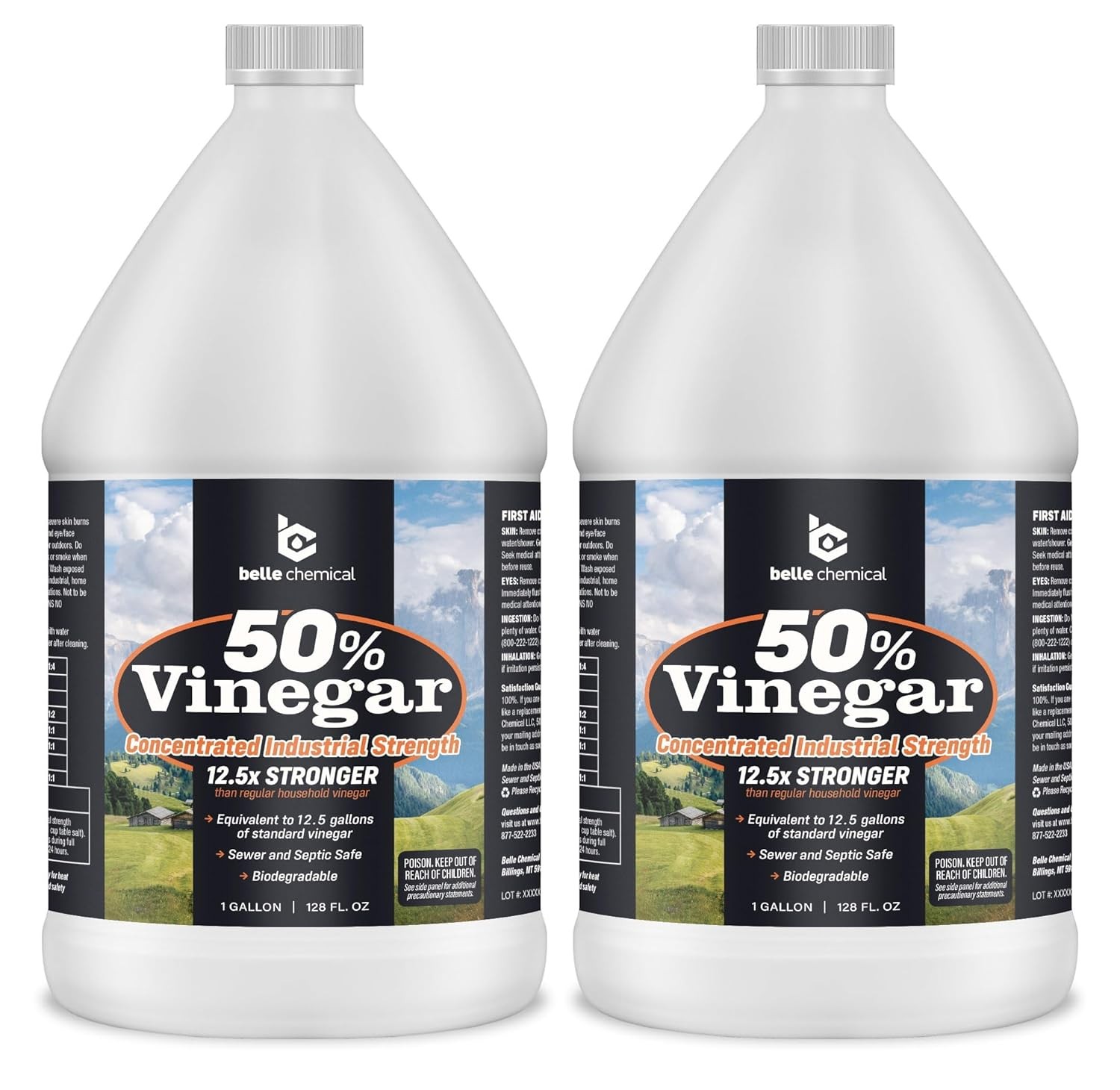 Belle Chemical 50% Pure Concentrated Vinegar – 125x Stronger – Indoor and Outdoo