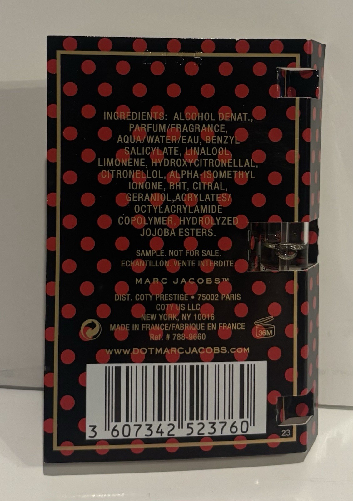 DOT by Marc Jacobs EDP CARDED Sample Spray Vial for Women, 0.04 oz / 1.2 ml NEW