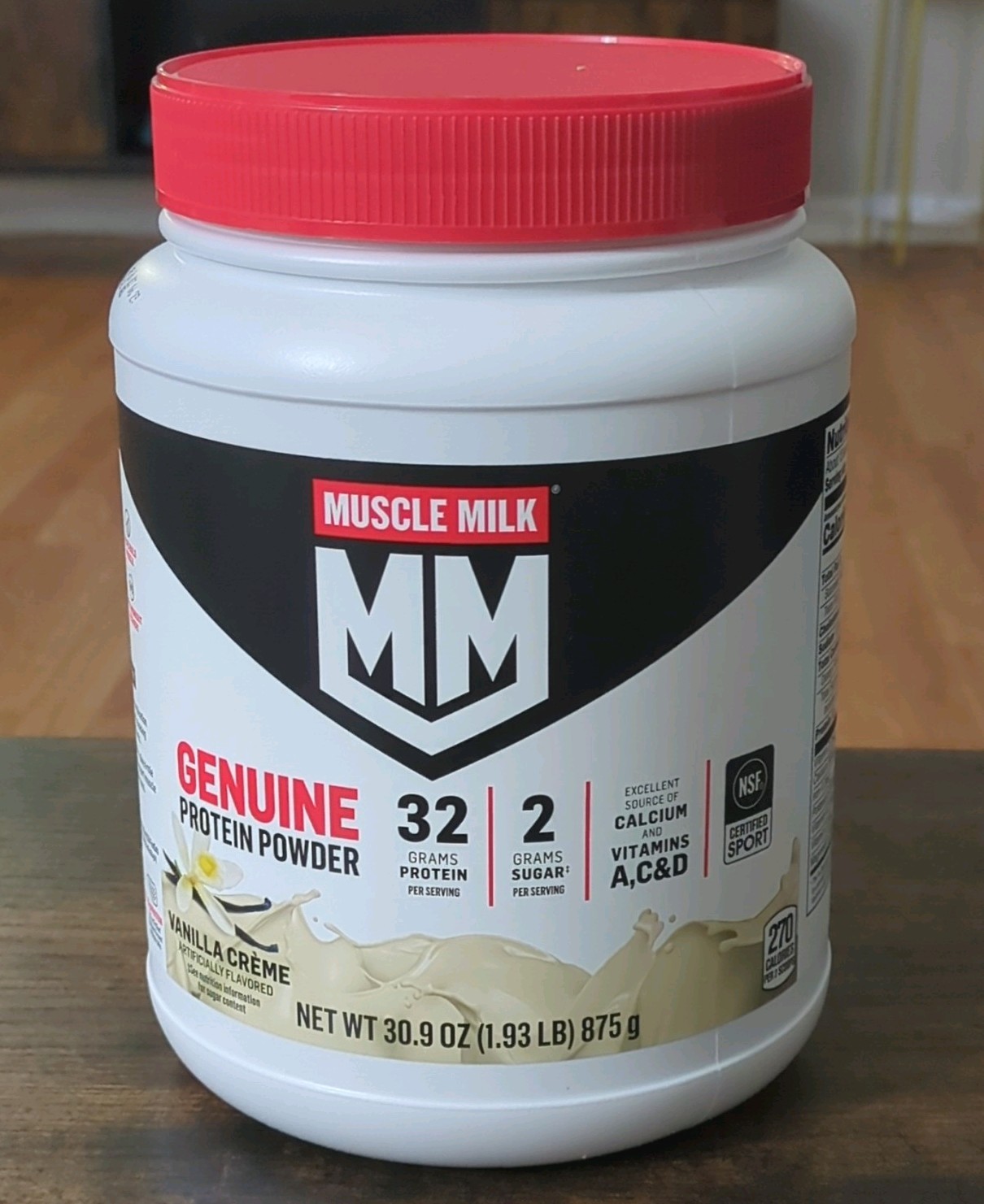 Muscle Milk Genuine Protein Powder NSF Certified Sport Vanilla Creme 30.9 oz