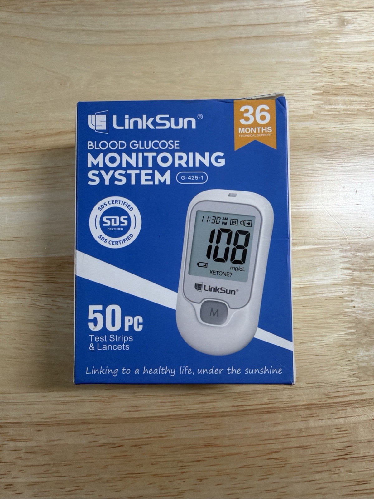 LinkSun G-425-1 Blood Glucose Monitor Kit, 50 Test Strips, 50 Lancets, 1 Cont…