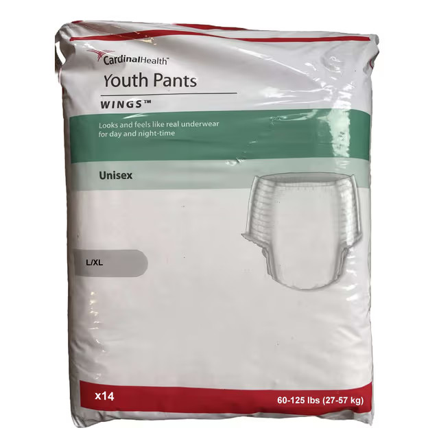 (1) Pack Cardinal Health Youth Pants Wings Unisex L/XL Diapers Underwear (14)