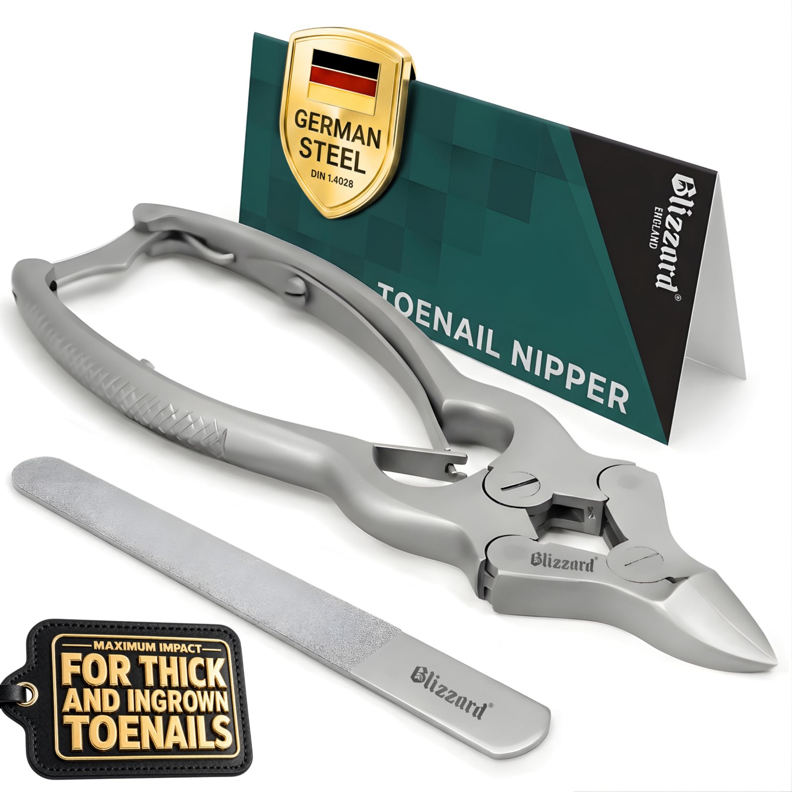 Blizzard Toe Nail Clippers for Thick Nails – 15cm – Double Spring, Grey