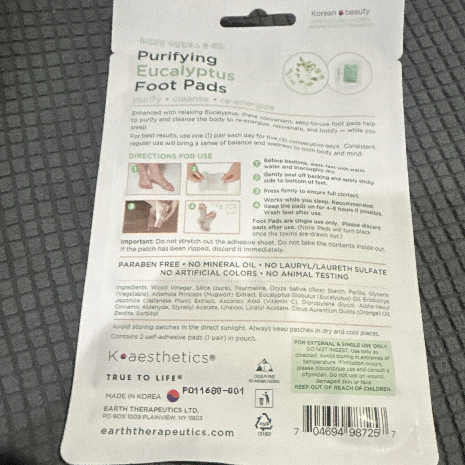 Koaesthetics Detox Foot Pads Eucalyptus Oil Transdermal Patch 1 Pair