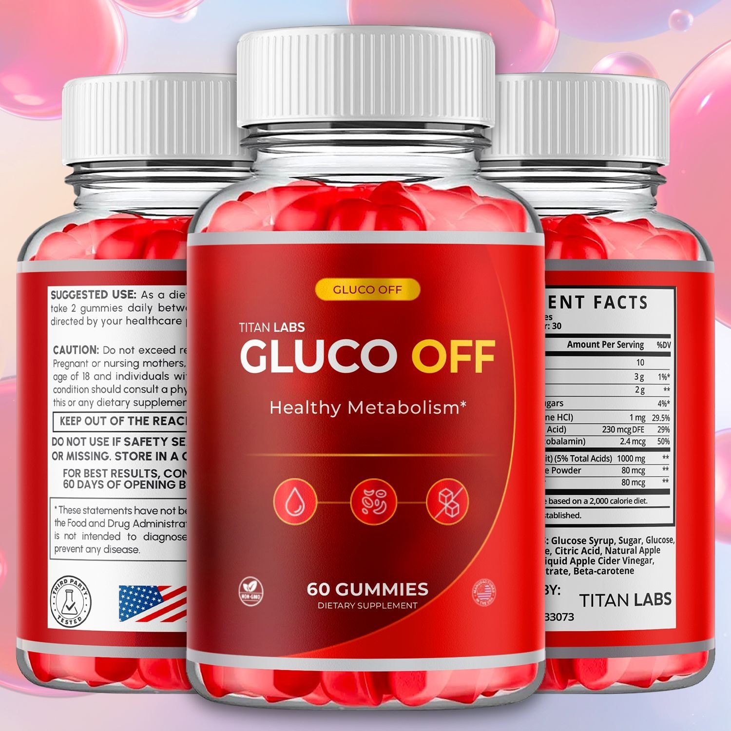 (5 Pack) Gluco Off ACV Gummys Advanced Blood Health Support GlucoOff 300 Gummies