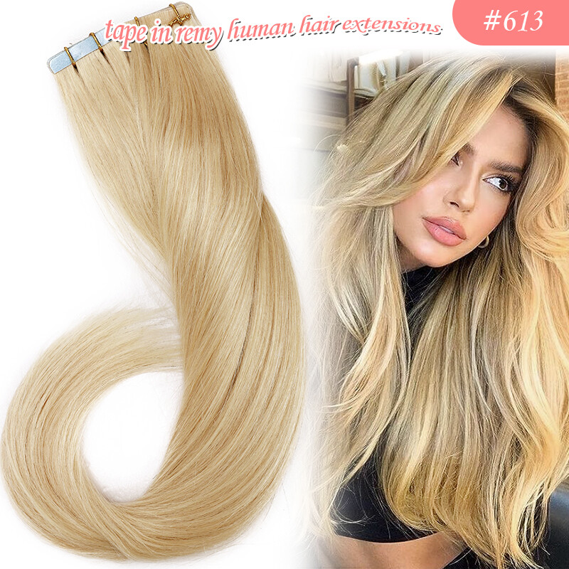 Invisible Tape In Hair Extensions 100% Real Remy Human Hair Seamless Skin Weft