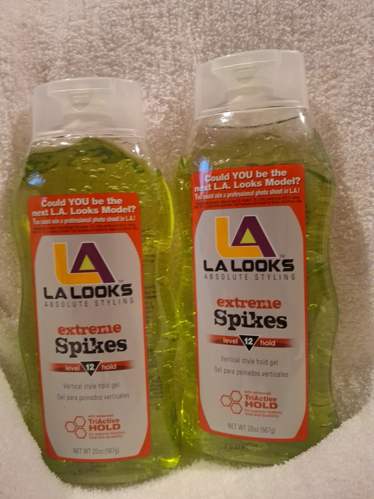 2-LA Looks Max Spikes Extreme Hold Level 12 Alcohol Free Hair Gel 20oz TriActive