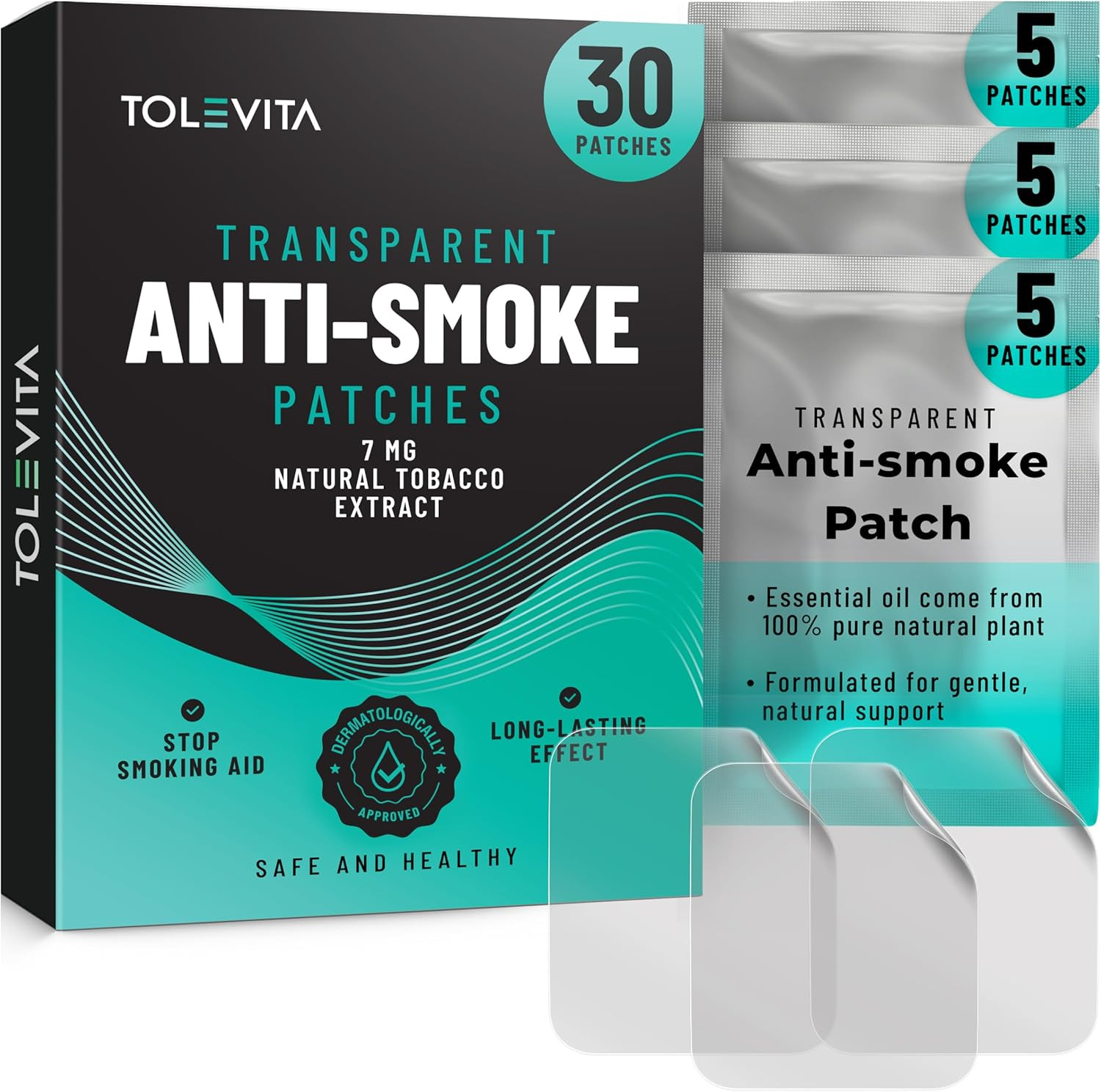 Herbal Smoking Cessation Patches 30 Pack 7mg Anti Smoke Transparent Patch