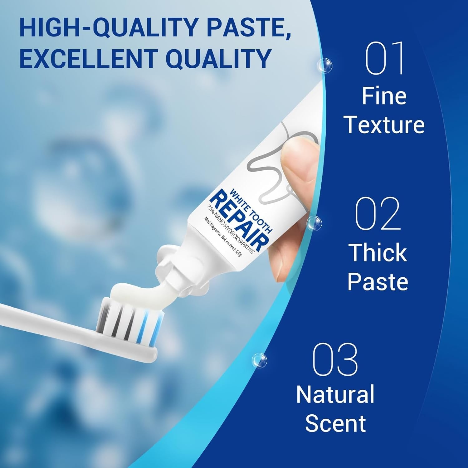 Nano Hydroxyapatite Toothpaste 7.5% Fluoride Free Whitening Sensitive Teeth Mint