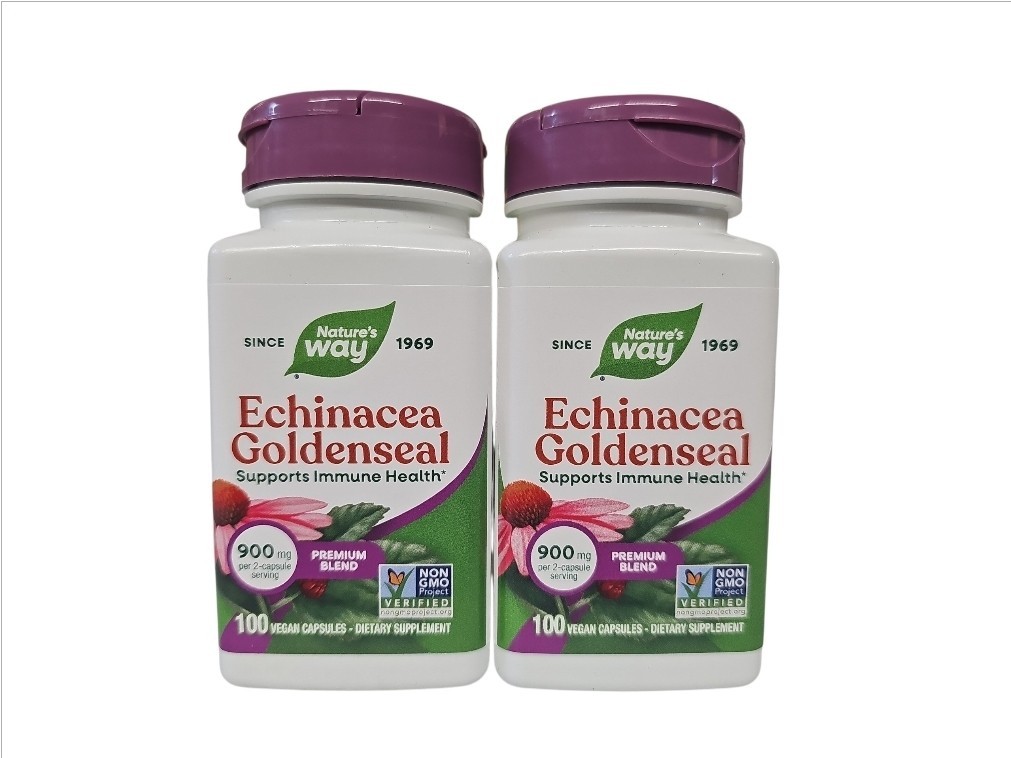 2 Pack Echinacea Goldenseal Premium Blend 100 Caps each (200 Total) Exp 04/2030