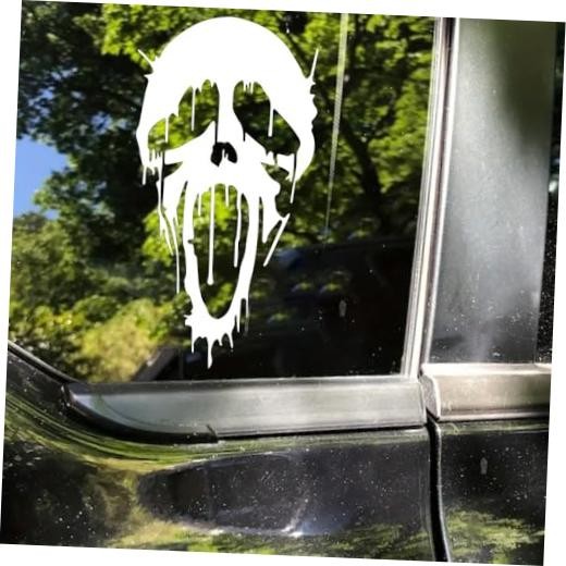 2pcs Ghost Horror Stickers, 3.74″x7.09″, Suitable for Car Windows, White