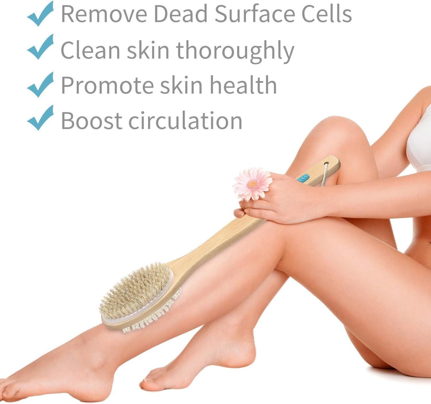 Elegant Long Handle Shower Brush: Soft & Stiff Bristles for Exquisite Skin Care