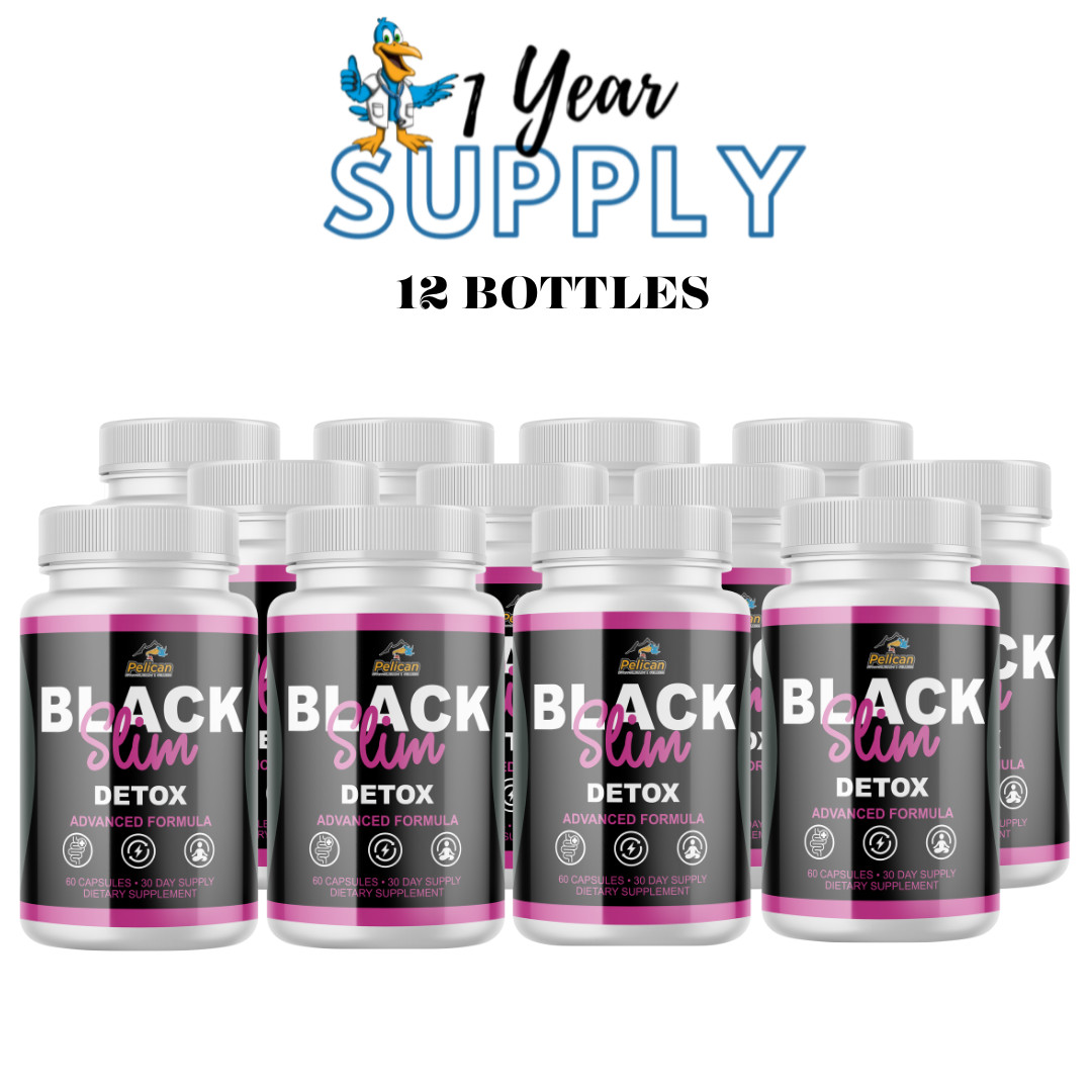 Black Slim Detox- Keto & Weight Support- 12 Bottles- 720 Capsules