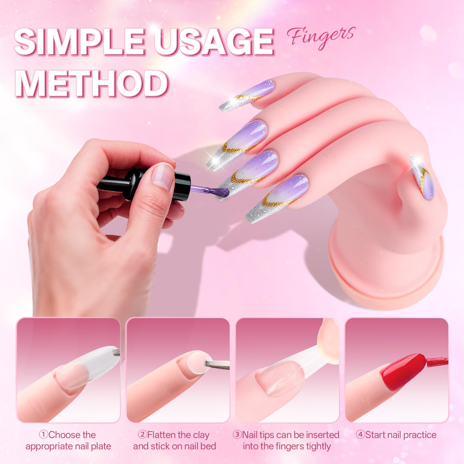 Flexible Nail Practice Hand for Acrylic Nails Manicure Training Mannequin Hand