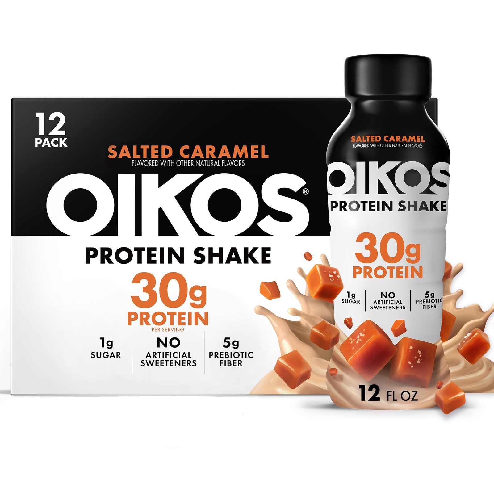 Oikos Protein Shake Salted Caramel 30g High Protein Drinks Shelf Stable Ready…