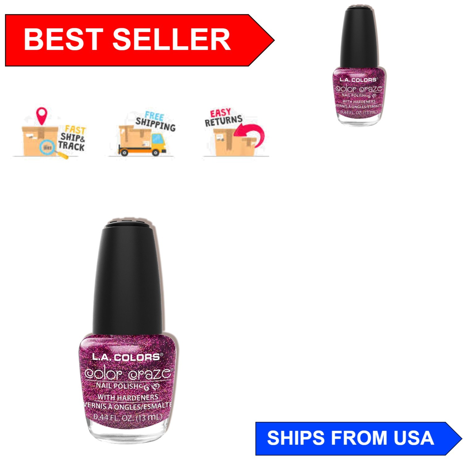 Color Craze Dazzle Gel Nail Polish – Shimmery, Chip-Resistant, 0.46 Fl Oz