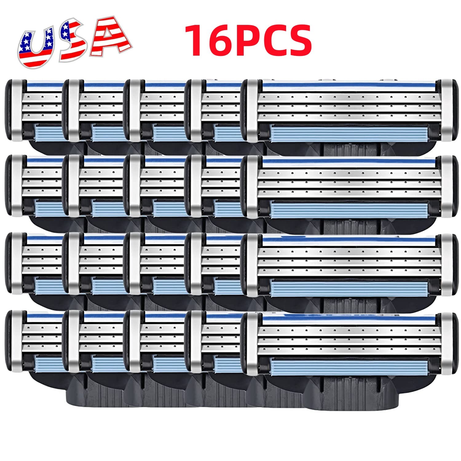 16Pcs Razor Blades for Gilette Shaving Trimmer Cartridges Refill Fits Mach 3