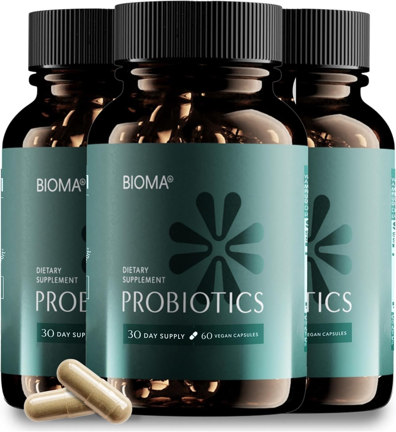 BIOMA Digestive Health Probiotics Gut Support for Men & Women 60 Capsules 3 Pack