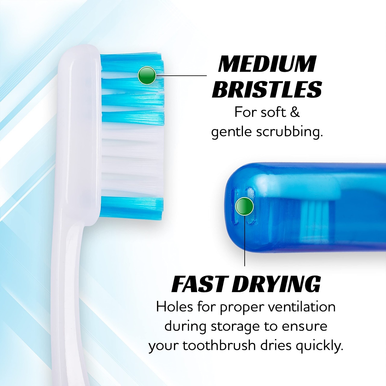 Compact Mini Toothbrush Set with Cover, Travel & Camping Size, 25 Pack Medium