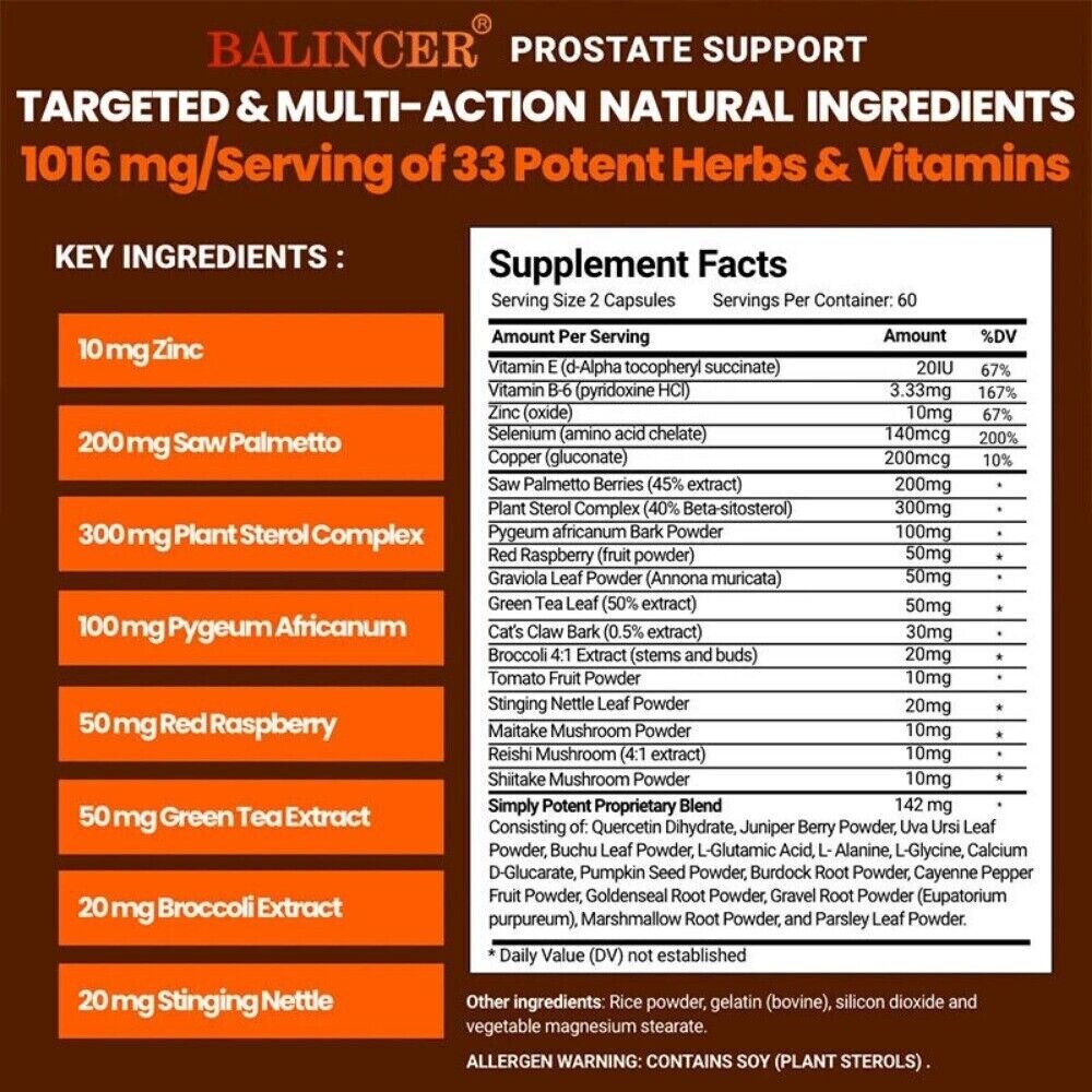 Men’s Prostate Support Supplement,Support Urinary Tract Health, 120 Capsules