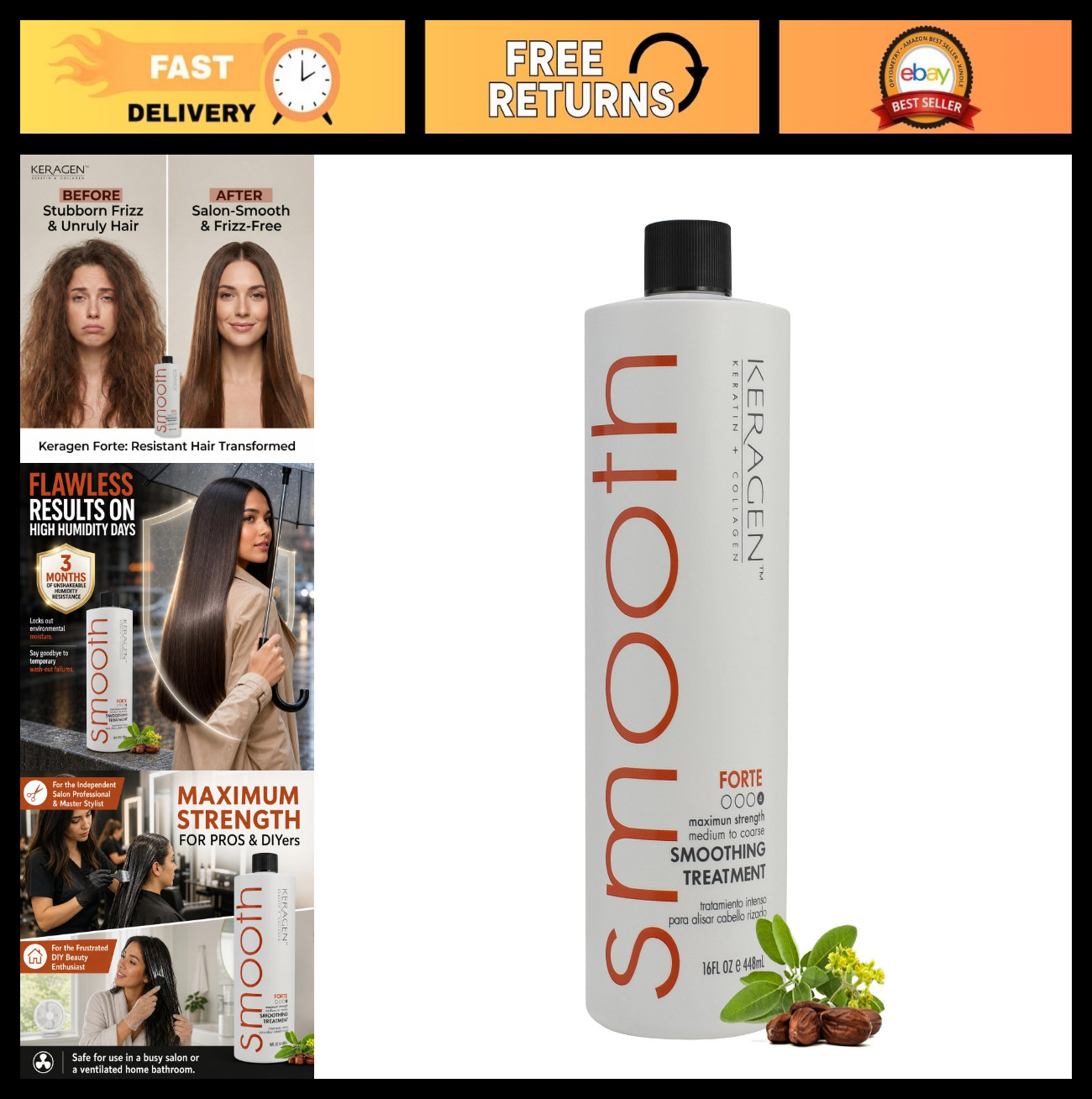 Brazilian Keratin Hair Treatment – Smoothing System for Dry, Damaged Hair, Sulfa