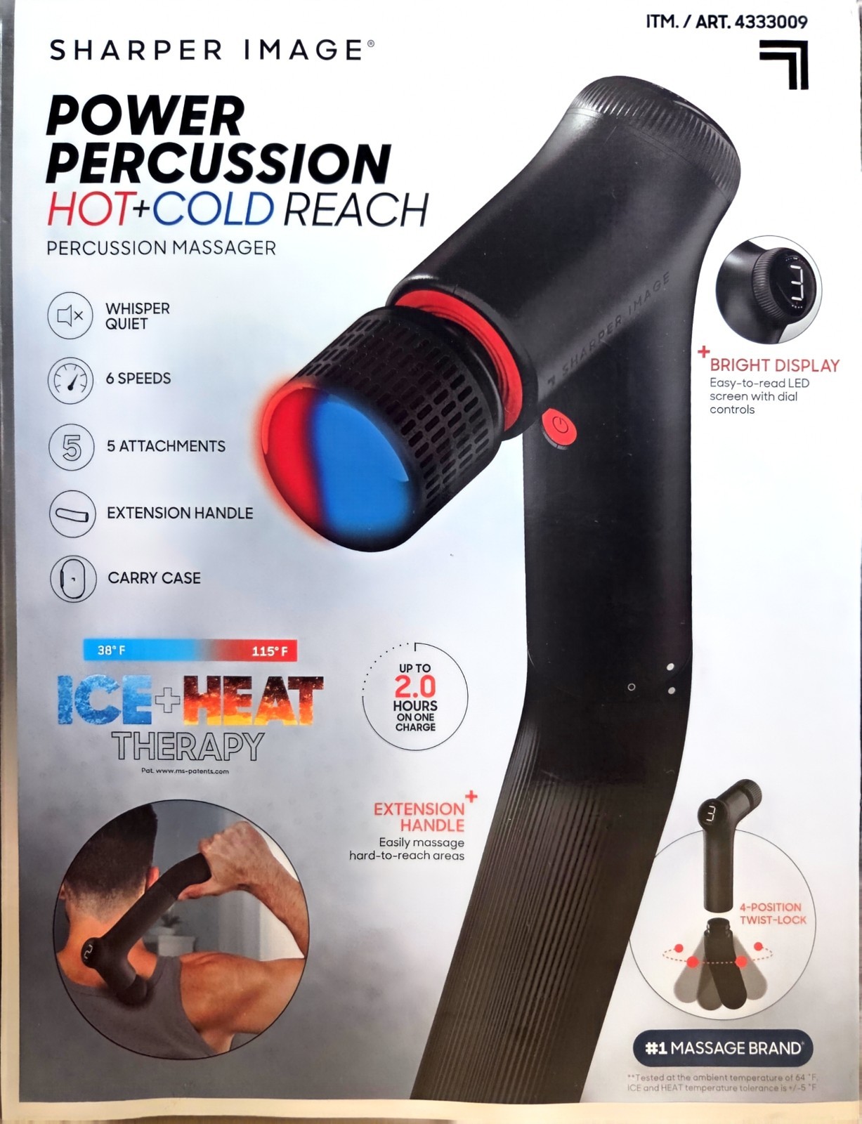 Sharper Image Power Percussion Hot + Cold Reach Percussion Massager