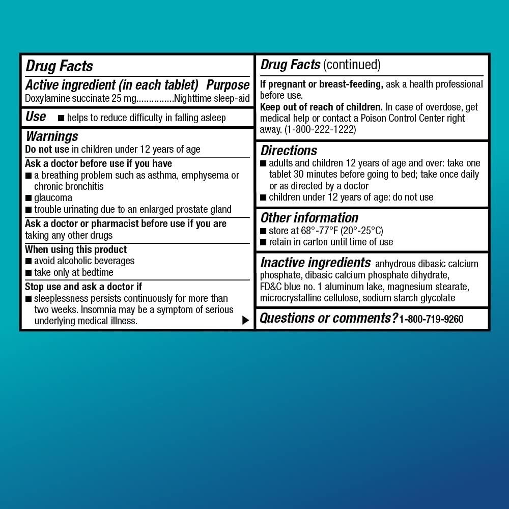 Amazon Basic Care Sleep Aid,Doxylamine Succinate Tablets, 25mg,96-Count