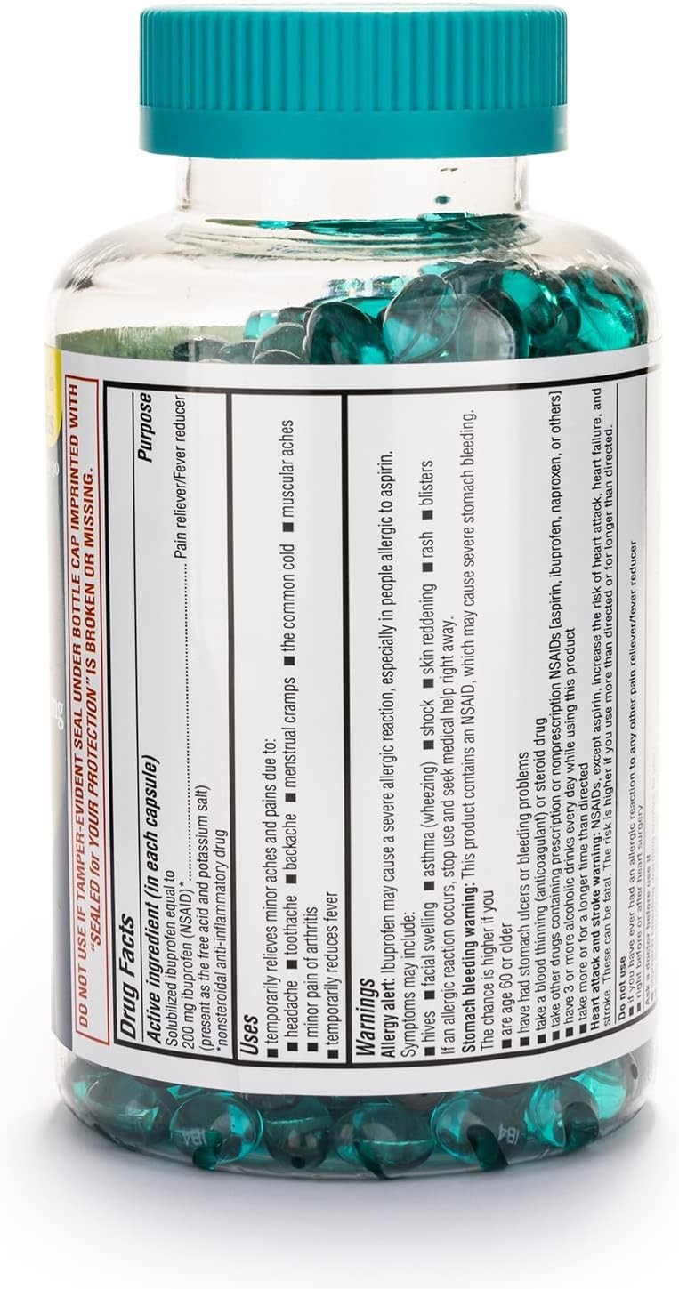 Mini Ibuprofen 200mg Softgels – Easier Swallow, Fast Relief (500 Count)