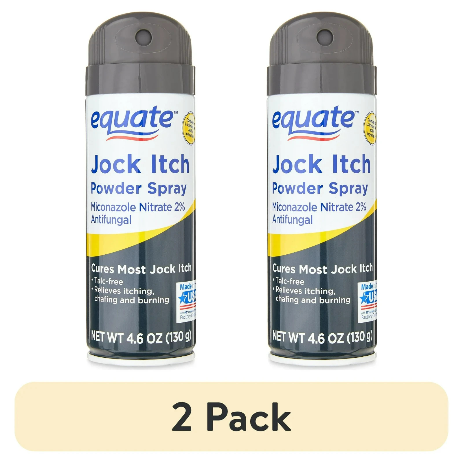 2 Pack Equate Jock Itch Relief Powder Spray Miconazole Nitrate Antifungal 4.6 oz