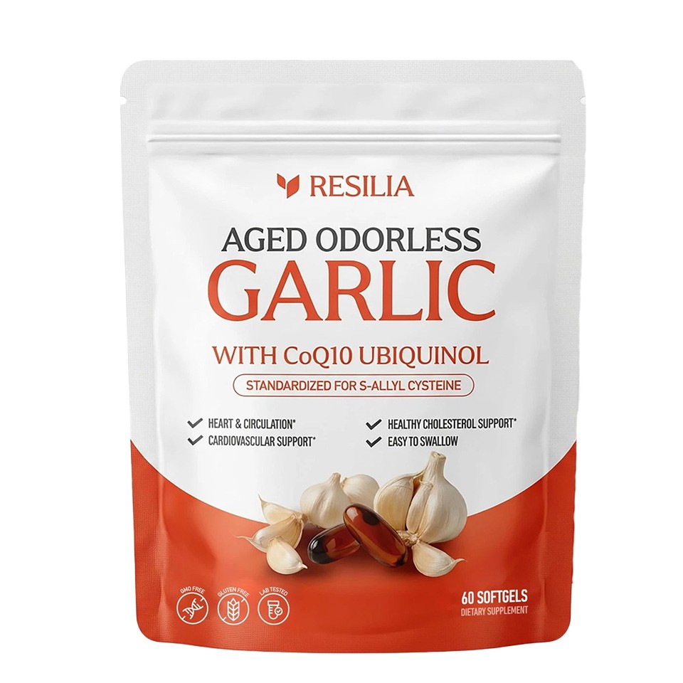 Resilia Garlic Extract 600mg Softgels (60 Count) – Odorless Aged Garlic Extra…