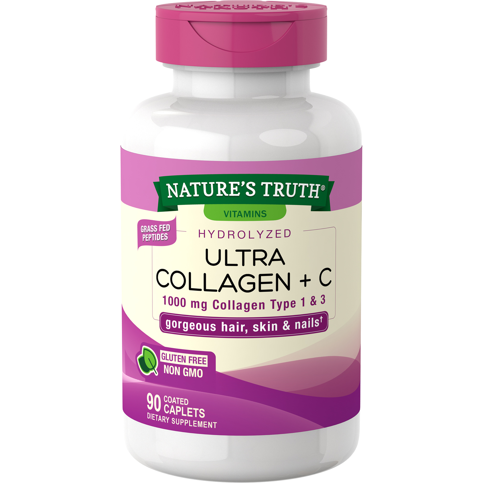 Nature’s Truth Hydrolyzed Ultra Collagen + C Gluten Free Coated Caplets 90 Count