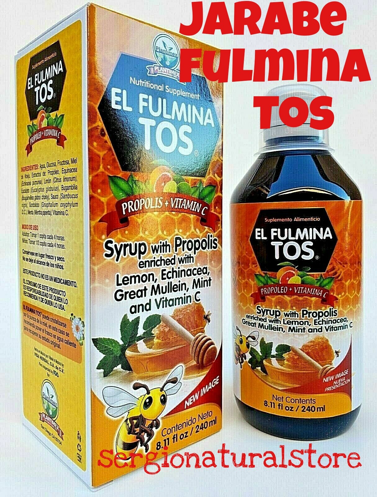 JARABE PARA LA TOS FULMINA TOS COUGH SYRUP 240 ML. EACH PROPOLEO EQUINACEA LEMON