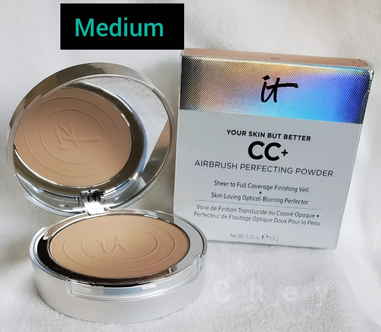 IT COSMETICS ~ CC + AIRBRUSH PERFECTING POWDER ~ MEDIUM (W) ~ 0.33 OZ NEW!